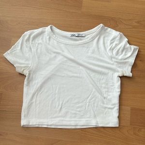 Zara Fitted Crop Top in White